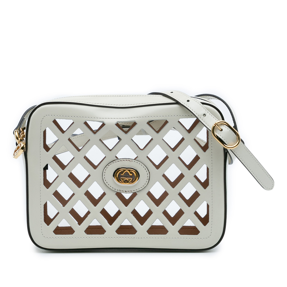 Pre-Loved Gucci Cutout Leather and Flora Canvas Infinity Crossbody - Picture 1 of 12